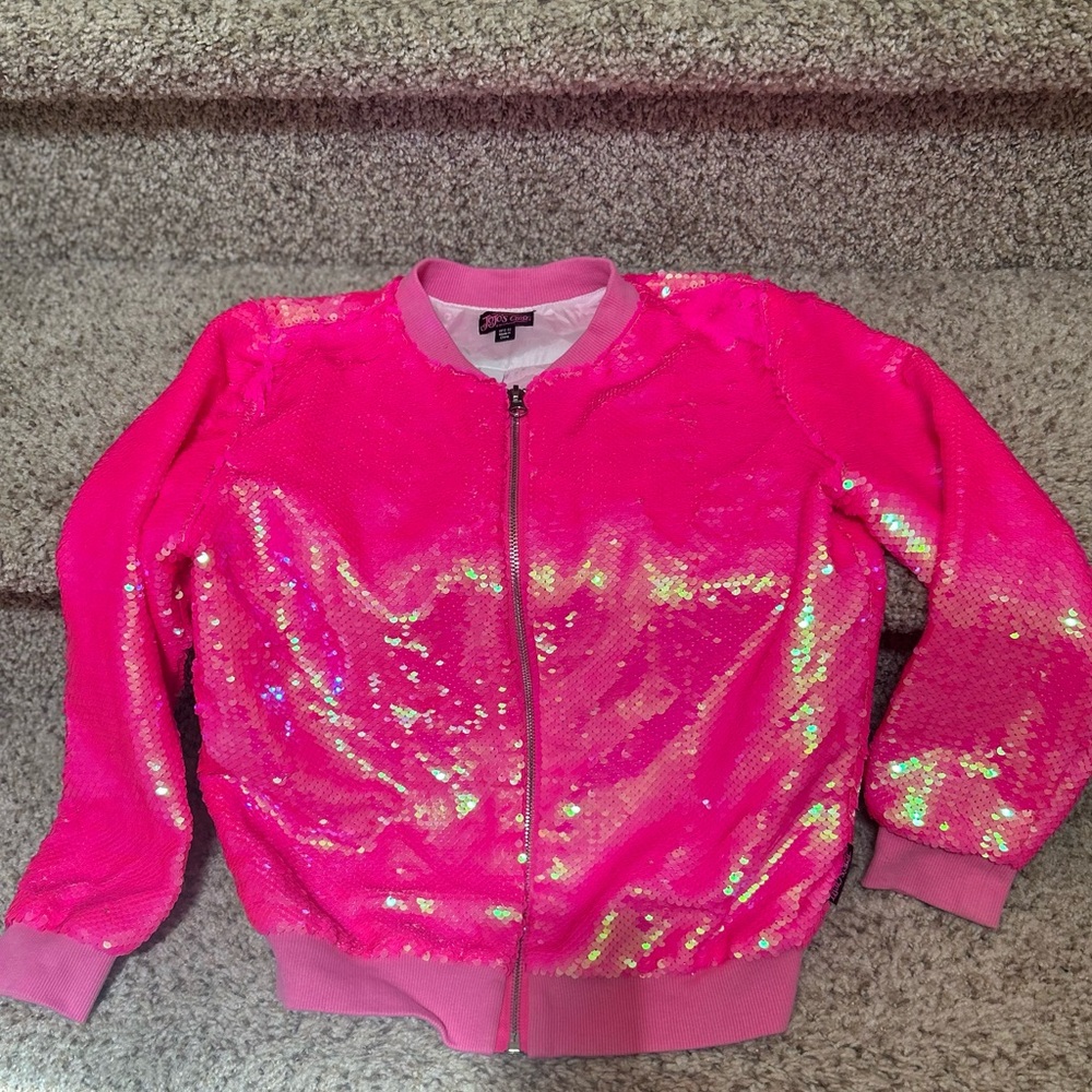 JoJo Siwa Hot Pink Iridescent Sequin Bomber Jacket